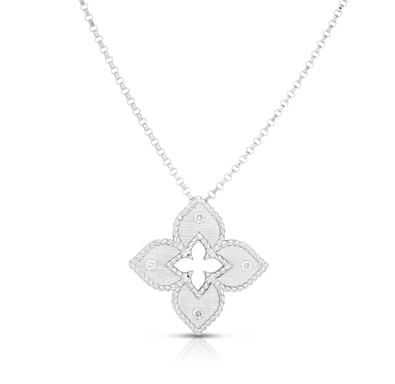 Venetian Princess 0.06ct Diamond Pendant on Chain in 18K White Gold
