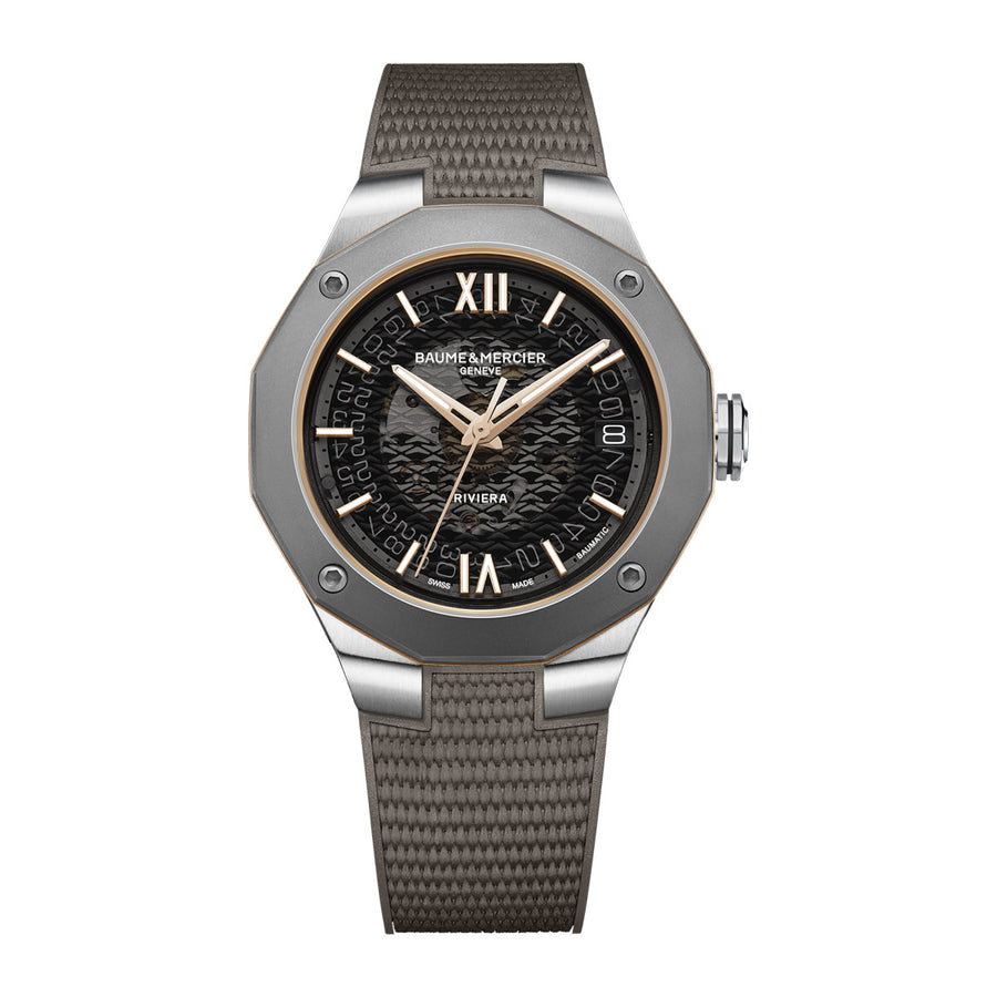 39mm Riviera Automatic Watch with Grey Dial in Stainless Steel and Titanium, Strap