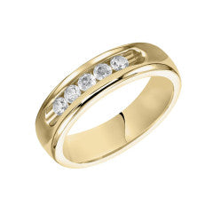 A 0.50ct diamond dome flat edge band in 18k yellow gold, size 10.