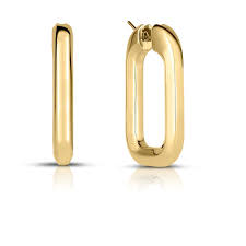 Designer Gold Square Hoop Earrings in 18K Yellow Gold, Medium