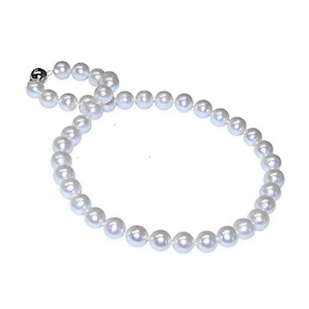 14K WHITE GOLD 10-11MM FRESHWATER PEARLS 18" STRAND NECKLACE