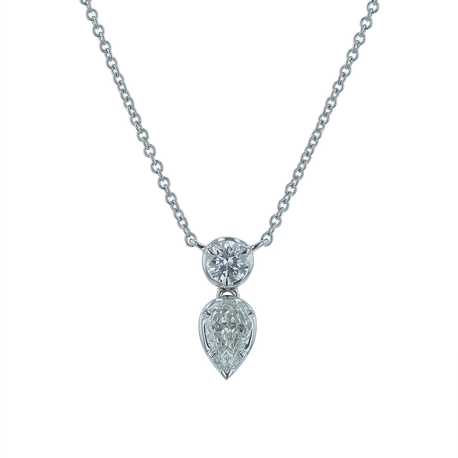 Love Lux 0.61ct Crisscut L'amour Diamond Mixed Shape Pendant in 14K White Gold, 18" chain