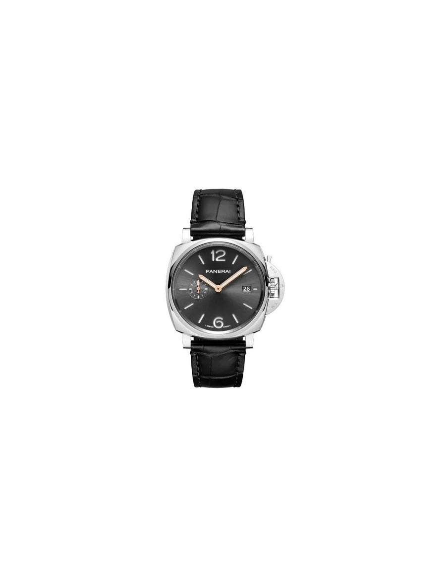 42mm Stainless Steel Luminor Due Automatic Anthracite Sun-Brushed Dial Black Alligator Strap