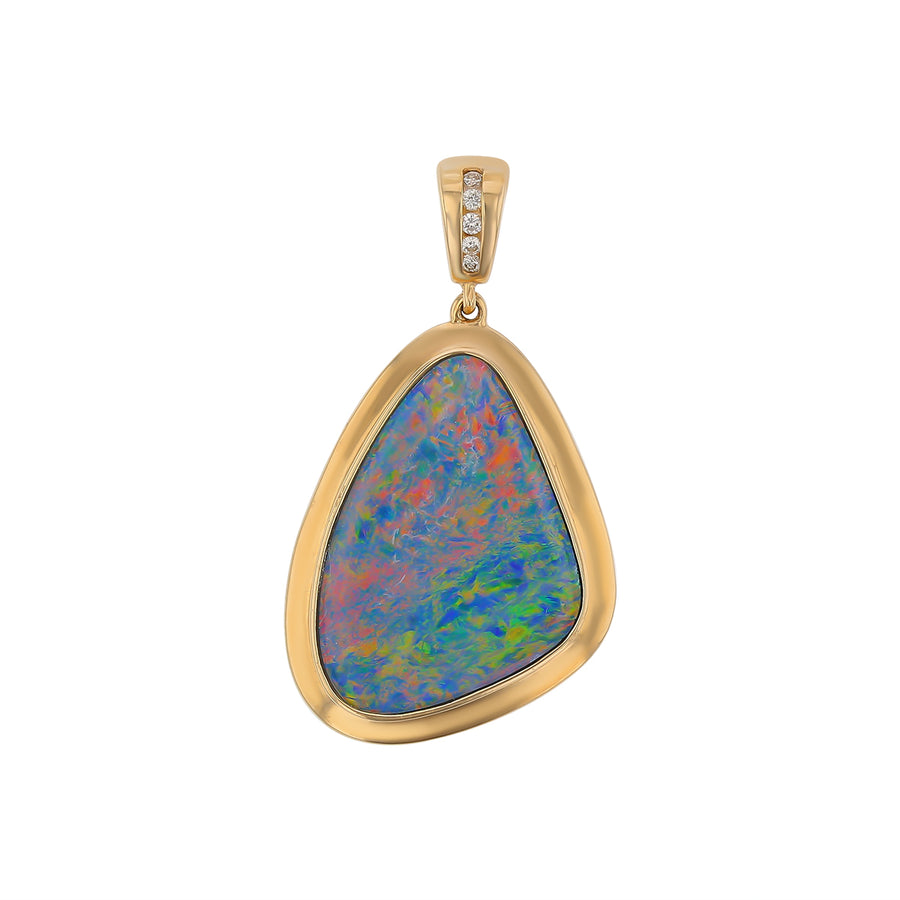 Opal Doublet and Diamond Pendant only 14K Yellow Gold