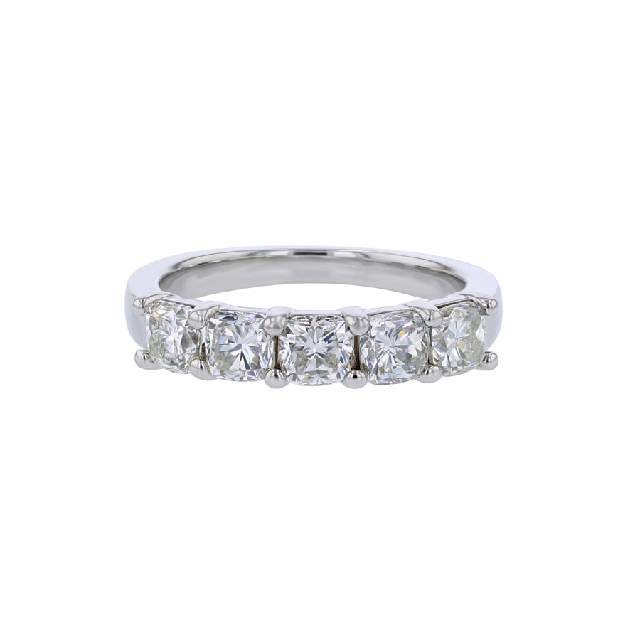 1.05ct Cushion Diamond 5 Stone Band in Platinum size 5.5