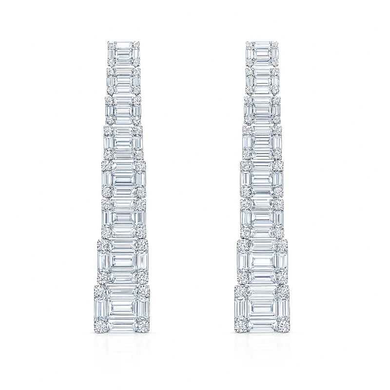 3.10ct Diamond Graduated Drop Earring is 18K White Gold