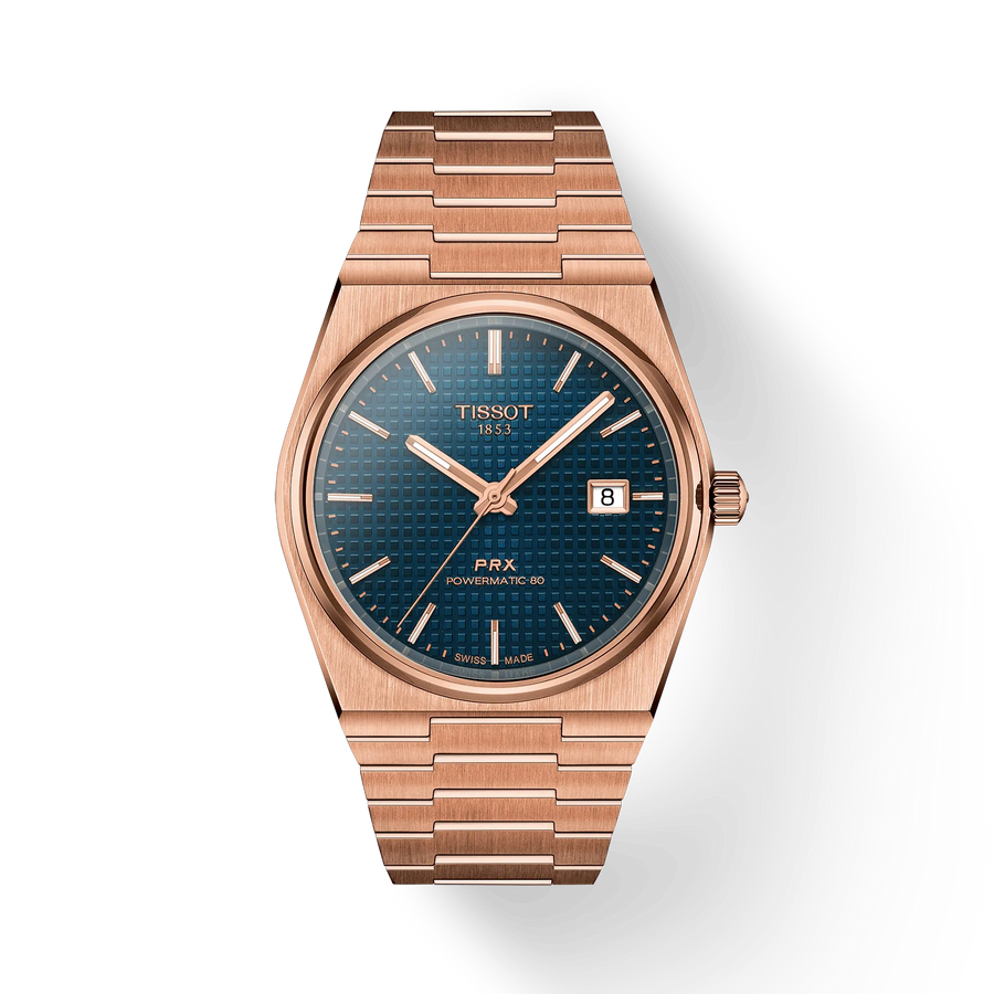 40mm PRX Powermatic 80 Watch with Blue Dial in Stainless Steel with Rose Gold PVD, Bracelet