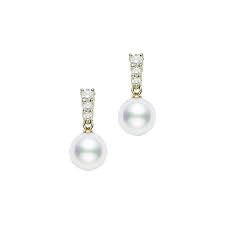 Akoya Pearl and Diamond Morning Dew Drop Earrings
