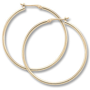 Large Narrow Hoop Earrings in 14K Yellow Gold