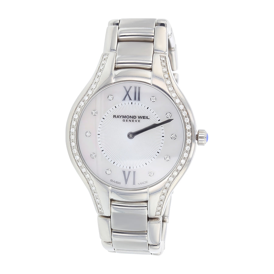 Raymond Weil Noemia Watch with Mother of Pearl and Diamond Dial in Stainless Steel, Bracelet