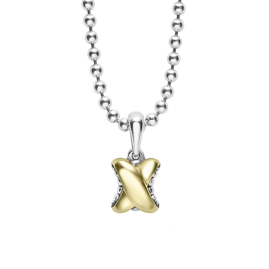 Embrace X Pendant in 18K Yellow Gold and Sterling Silver, 16-18" chain