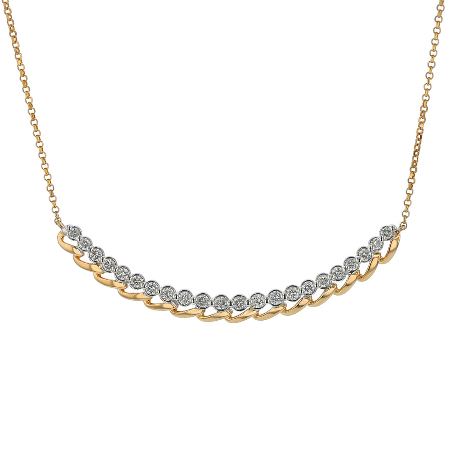 0.42ct Diamond Necklace in 14K Yellow and White Gold, 16-18"
