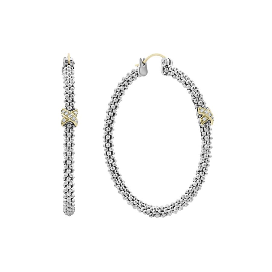 Embrace 0.07ct Diamond Hoop Earring in 18K Yellow Gold and Sterling Silver
