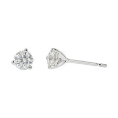 1.00ct Round Brilliant Diamond 3 Prong Stud Earrings in 14K White Gold