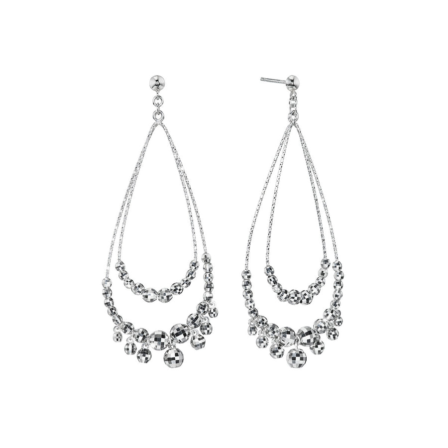 Ellipse Teardrop Earrings in Platinum, 2"