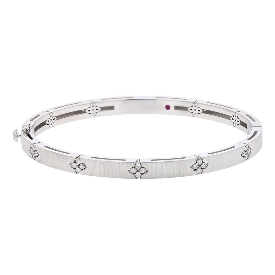 Love in Verona 0.15ct Diamond Satin Bangle Bracelet in 18K White Gold