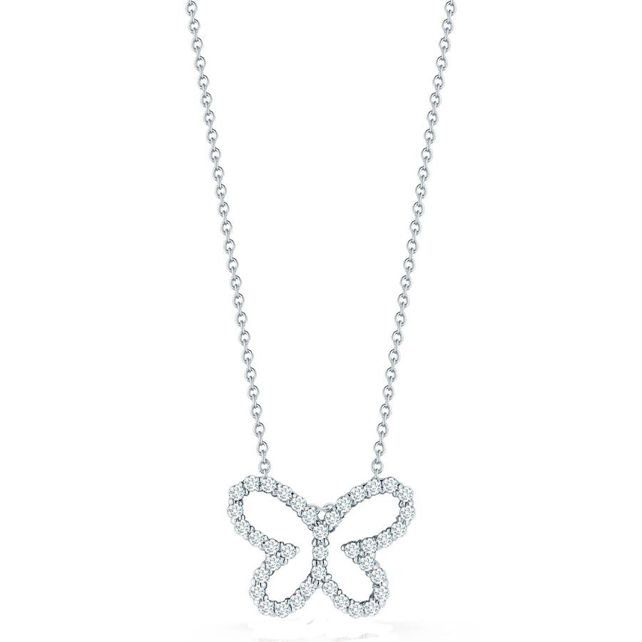 0.22ct Diamond Butterfly Necklace in 18K White Gold