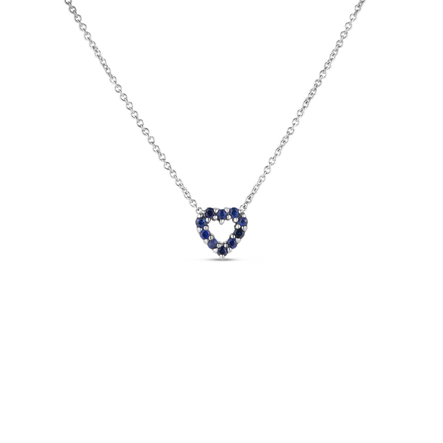 Tiny Treasures 0.10ct Diamond and 0.10ct Sapphire Reversible Heart Pendant in 18K White Gold, on 18" chain