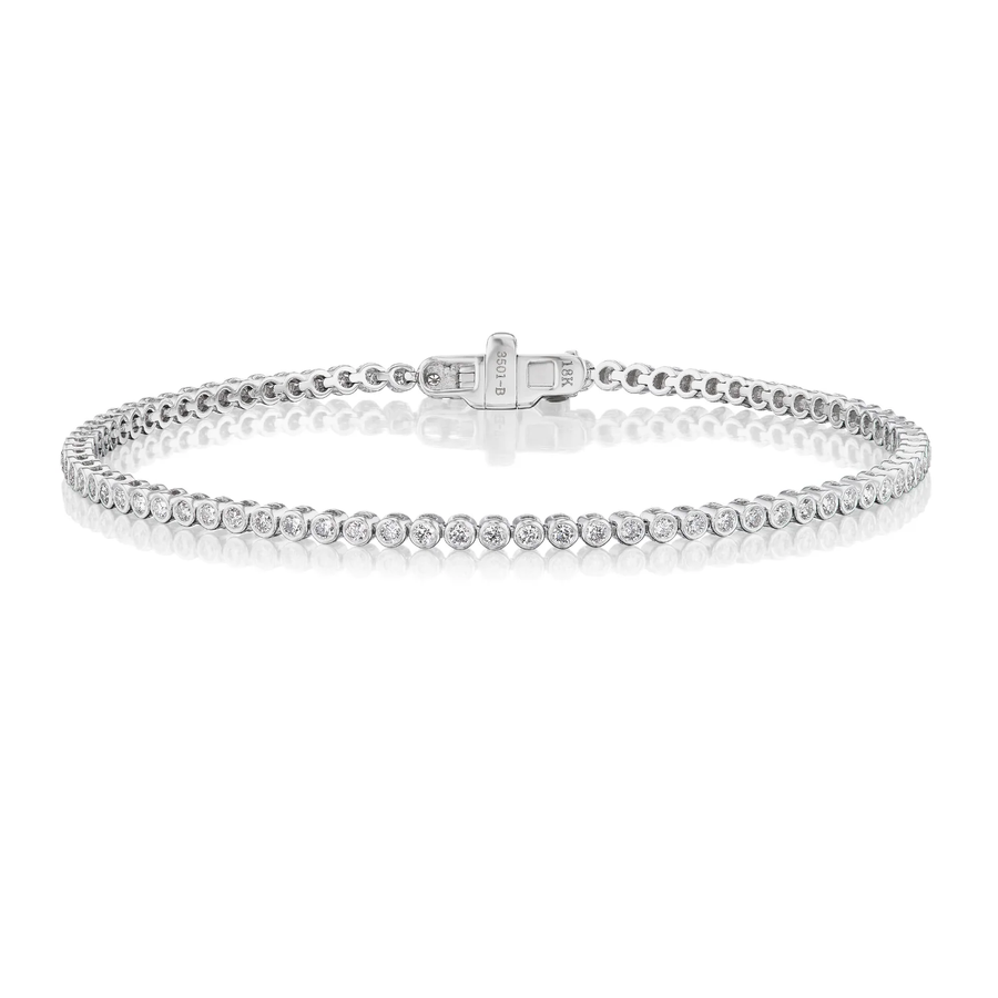 2.27ct Diamond Bezel Set Tennis Bracelet in 18K White Gold