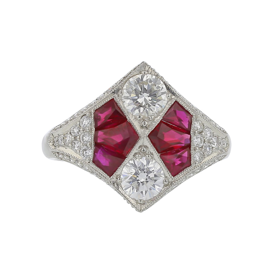 2.33ct Ruby and 1.16ct Diamond Ring in Platinum, Size 6.5