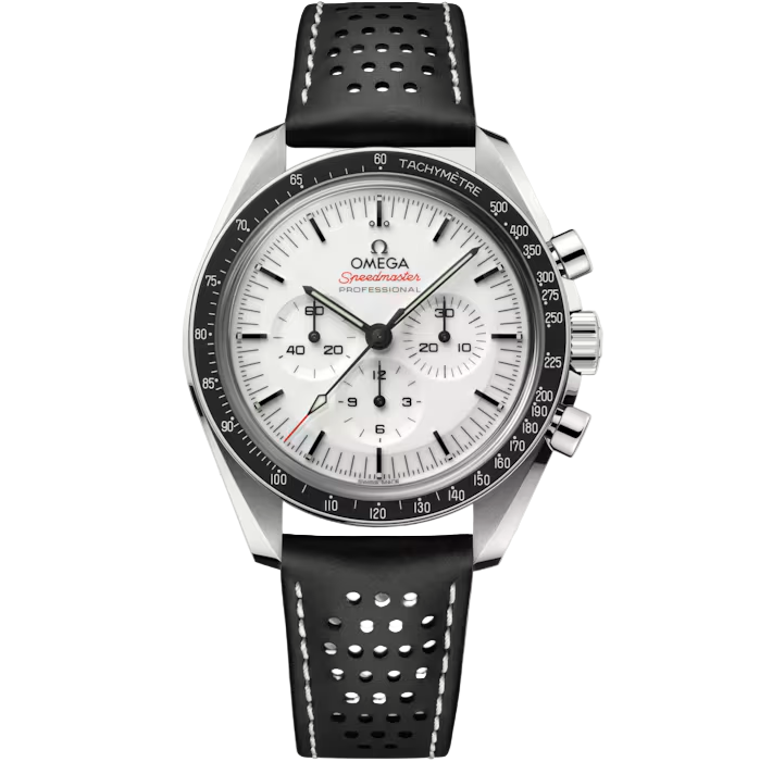 42mm Speedmaster Moonwatch Professional Watch with White Dial in Stainless Steel, Strap