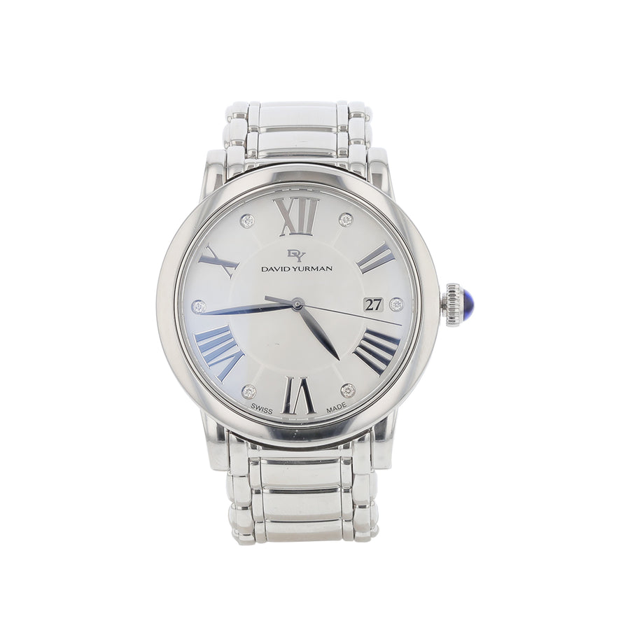 38mm David Yurman Classic Watch with White Dial in Stainless Steel, Bracelet