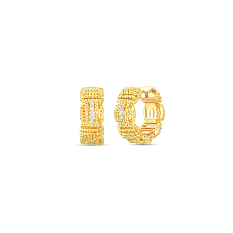Opera 0.07ct Diamond Accent Hoop Earrings in 18K Yellow Gold