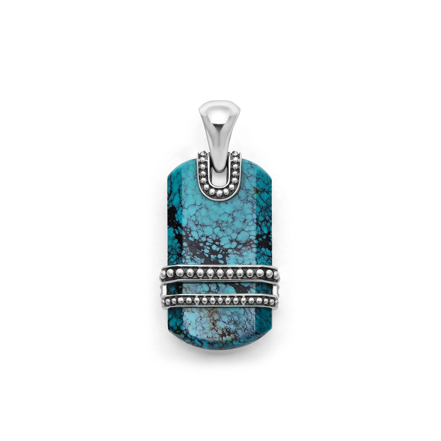 Anthem Black Turquoise Tag Pendant in Sterling Silver, without chain