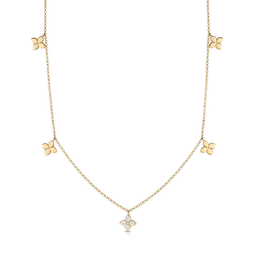 Love by the Inch 0.08ct Diamond 5 Station Necklace in 18K Yellow Gold, 17"