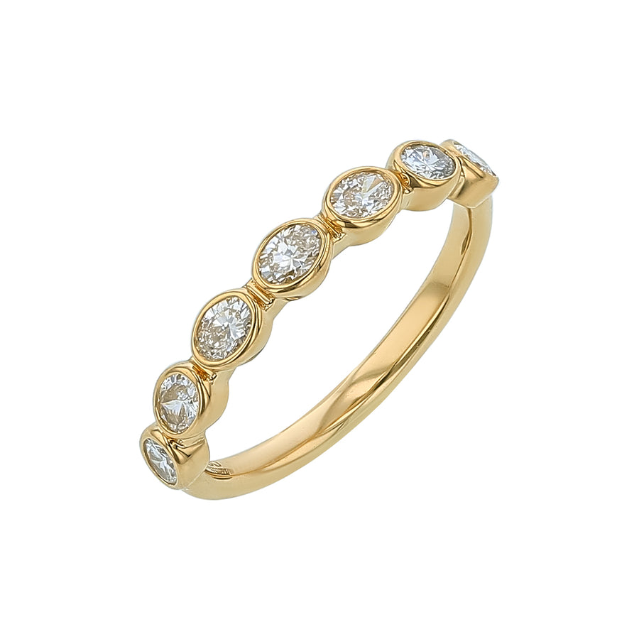 Petite Grand Aire 0.70ct Oval Bezel Diamond Band in 18K Yellow Gold, Size 6
