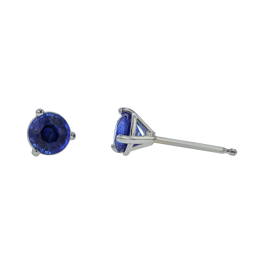 1.05ct Sri Lankan Sapphire 3 Prong Studs in 18K White Gold