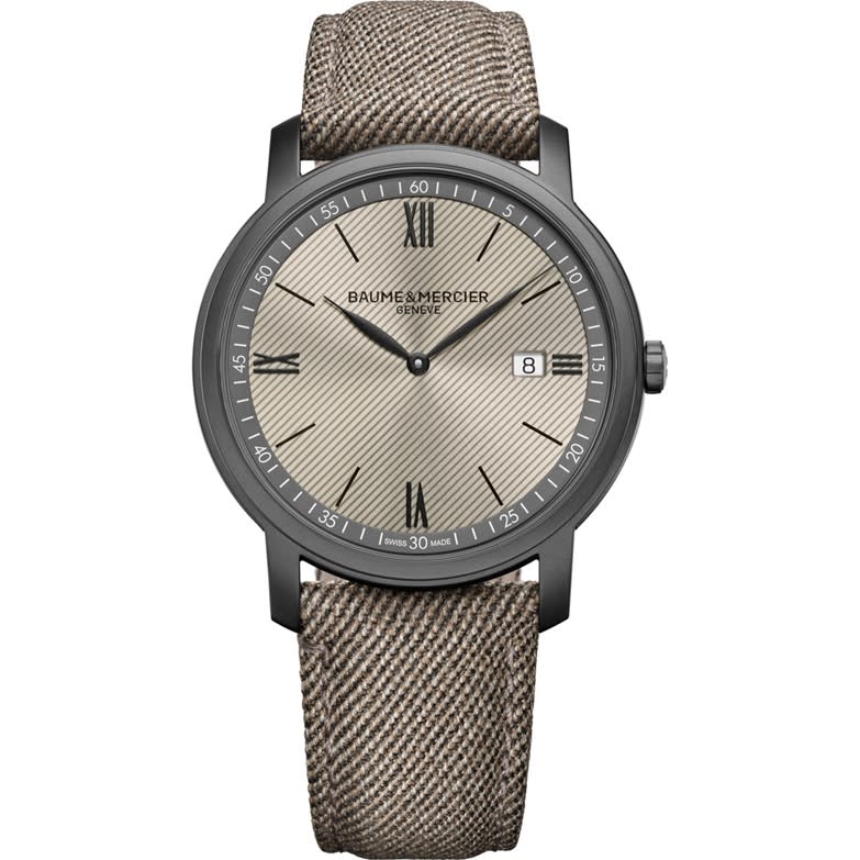 42mm Classima Quartz Watch with Grey Dial in Sandblasted Steel, Strap