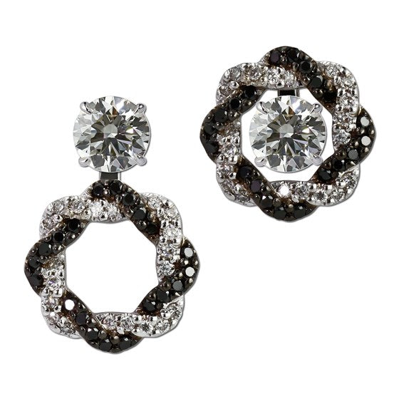 0.38ct Black and 0.27ct White Diamond Twisted Ear Jackets in 14K White Gold