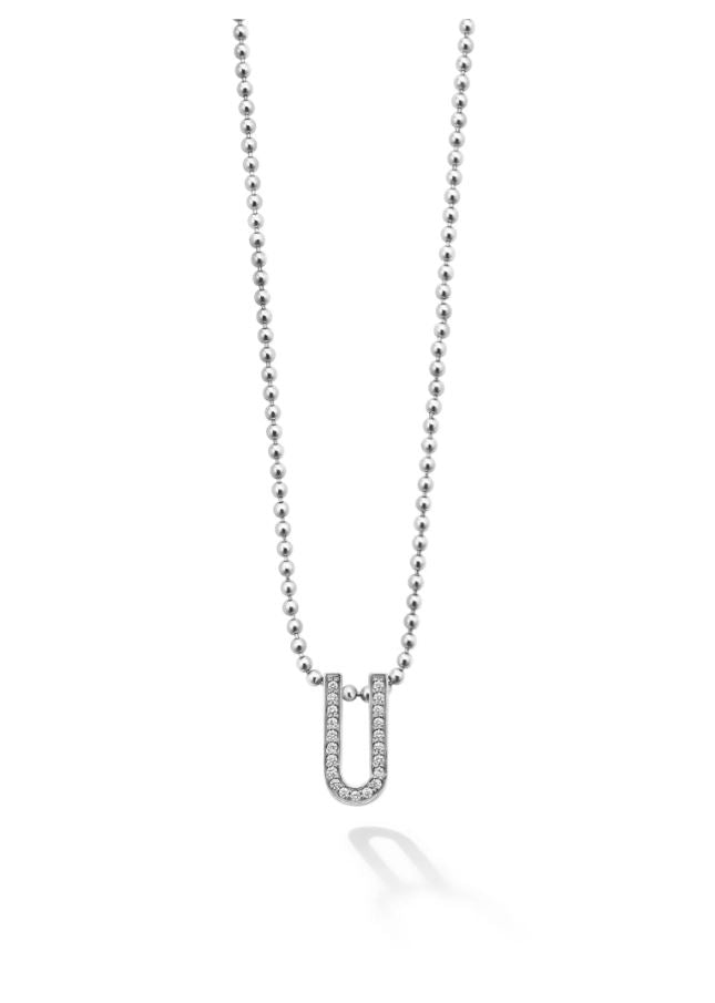 Caviar Spark 0.19Ct Diamond Linear Pendant on Ball Chain in Sterling Silver