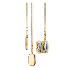Britt Slim Rectangle Locket in 18K Yellow Gold, 17-18" chain