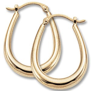 U Shaped Oval Hoop Earrings in 14K Yellow Gold