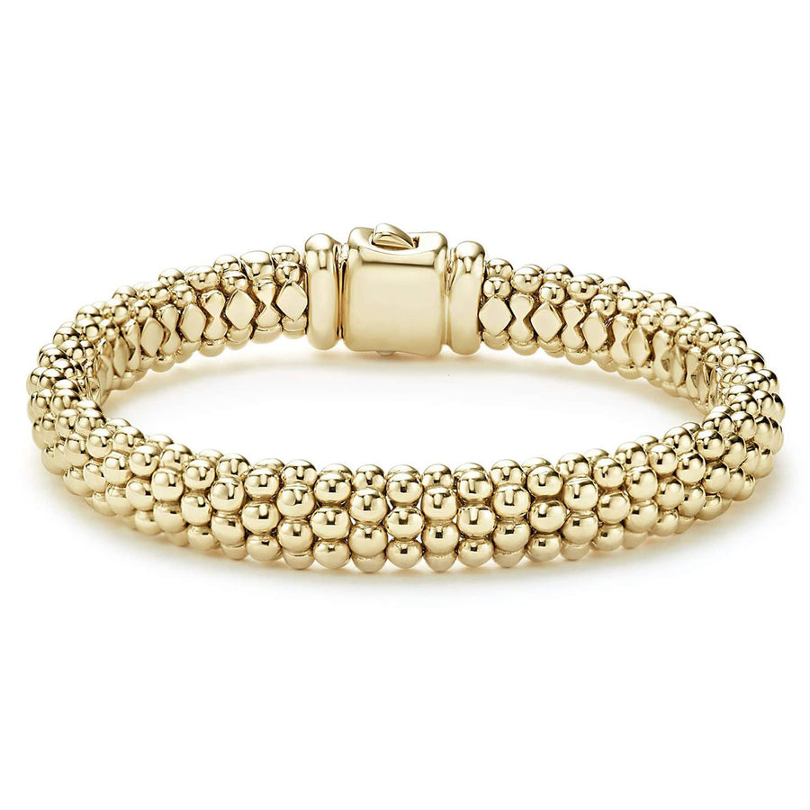 Caviar Gold Signature 9mm Rope Bracelet in 18K Yellow Gold, size 7