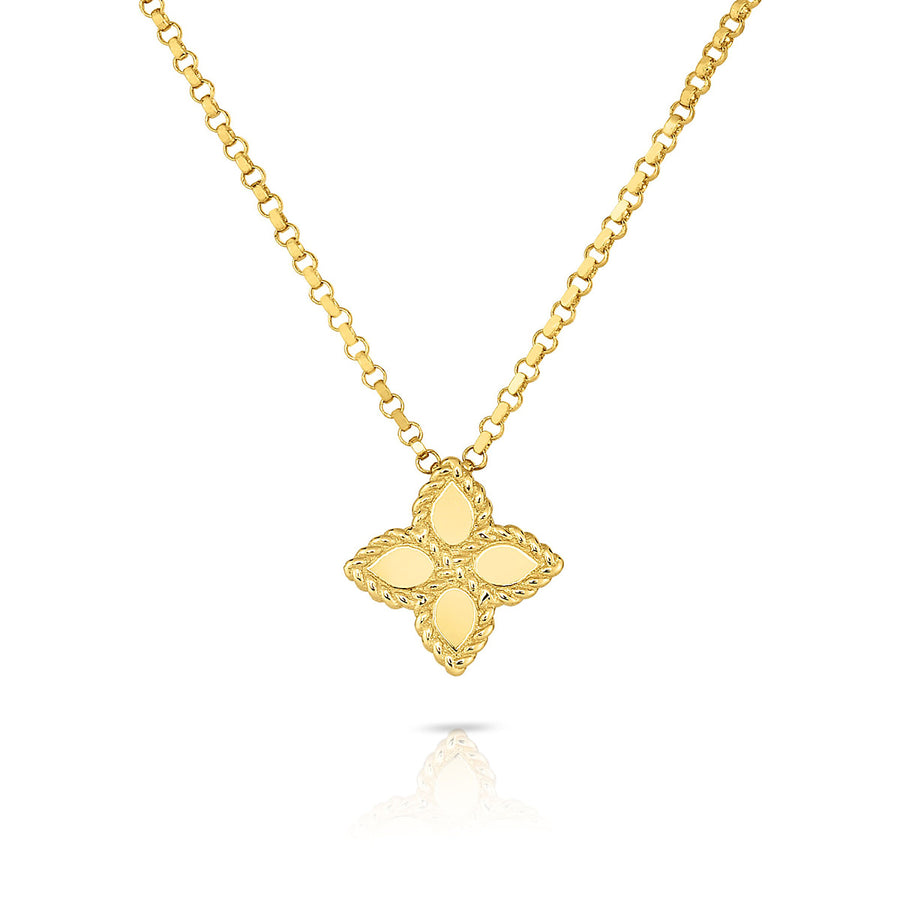 Princess Flower Small Pendant in 18K Yellow Gold, 16-18" chain