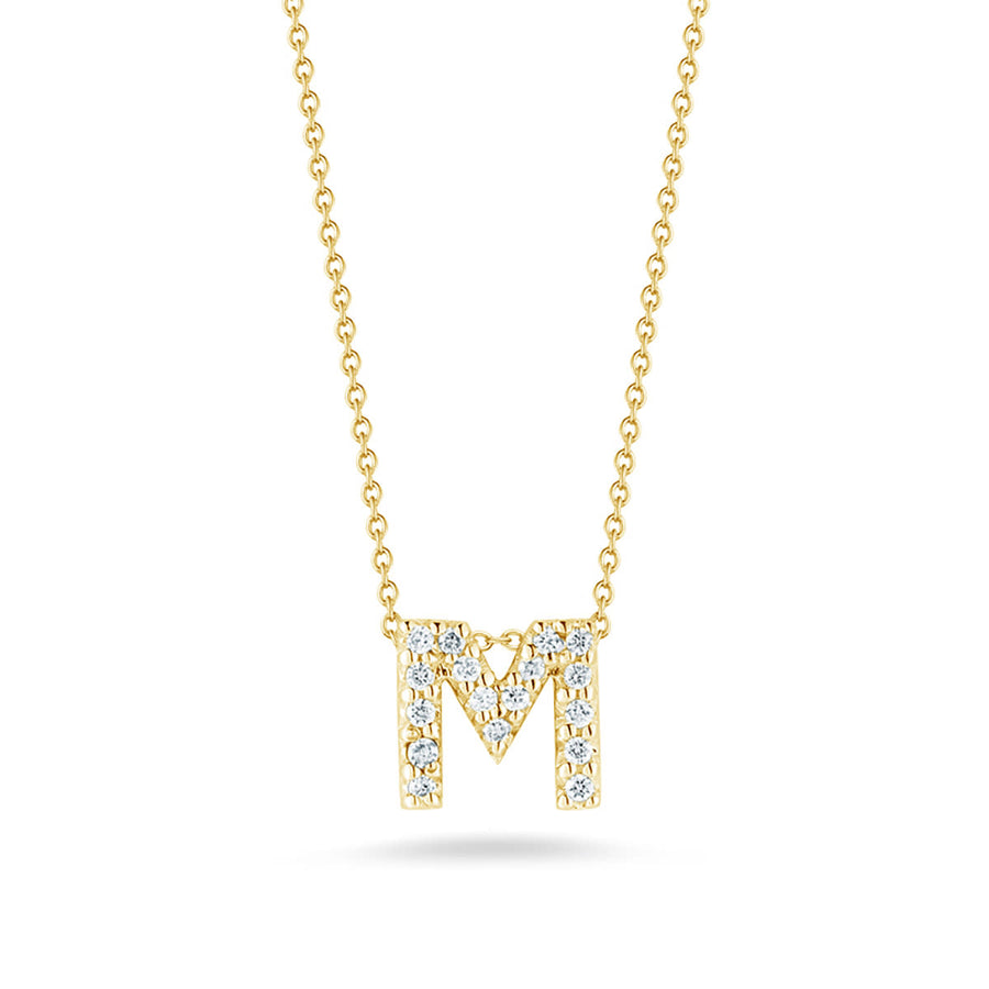 Tiny Treasures 0.08ct Diamond Love Letter "M" Pendant in 18K Yellow Gold on 16-18" chain