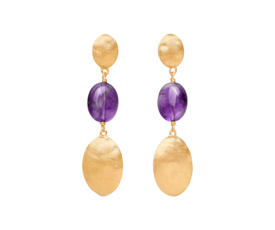 Siviglia Amethyst Drop Earrings in 18K Yellow Gold