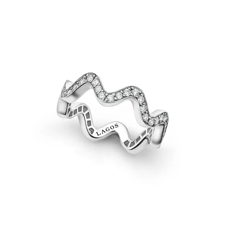 Caviar Spark 0.68ct Diamond Wave Eternity Ring in Sterling Silver, size 7