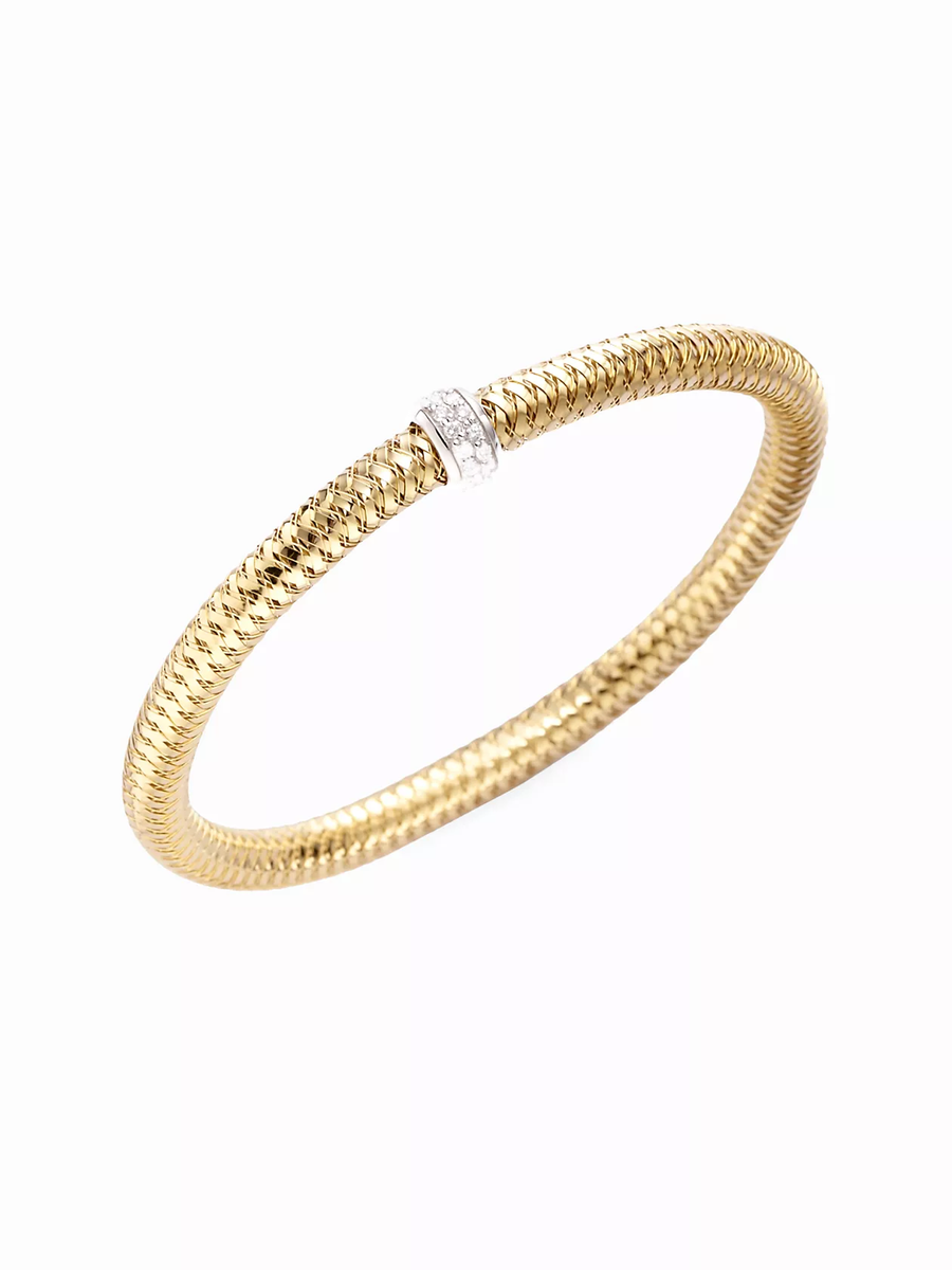 Primavera 0.22ct Diamond Stretch Bracelet in 18K Yellow and White Gold
