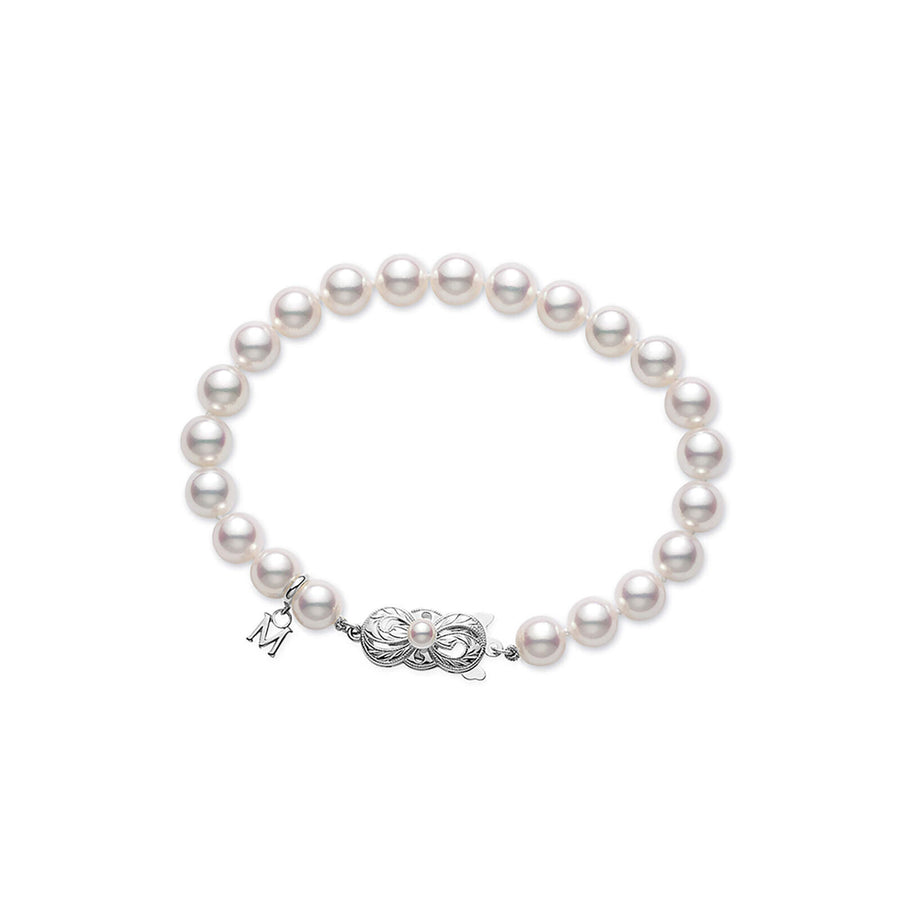 Everyday Essentials 6.5-7mm A Cultured Pearl Bracelet in 18k White Gold, 7in