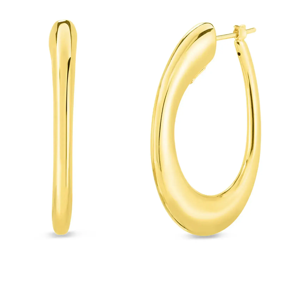 Oro Classic Oval Hoop Earrings in 18K Yellow Gold