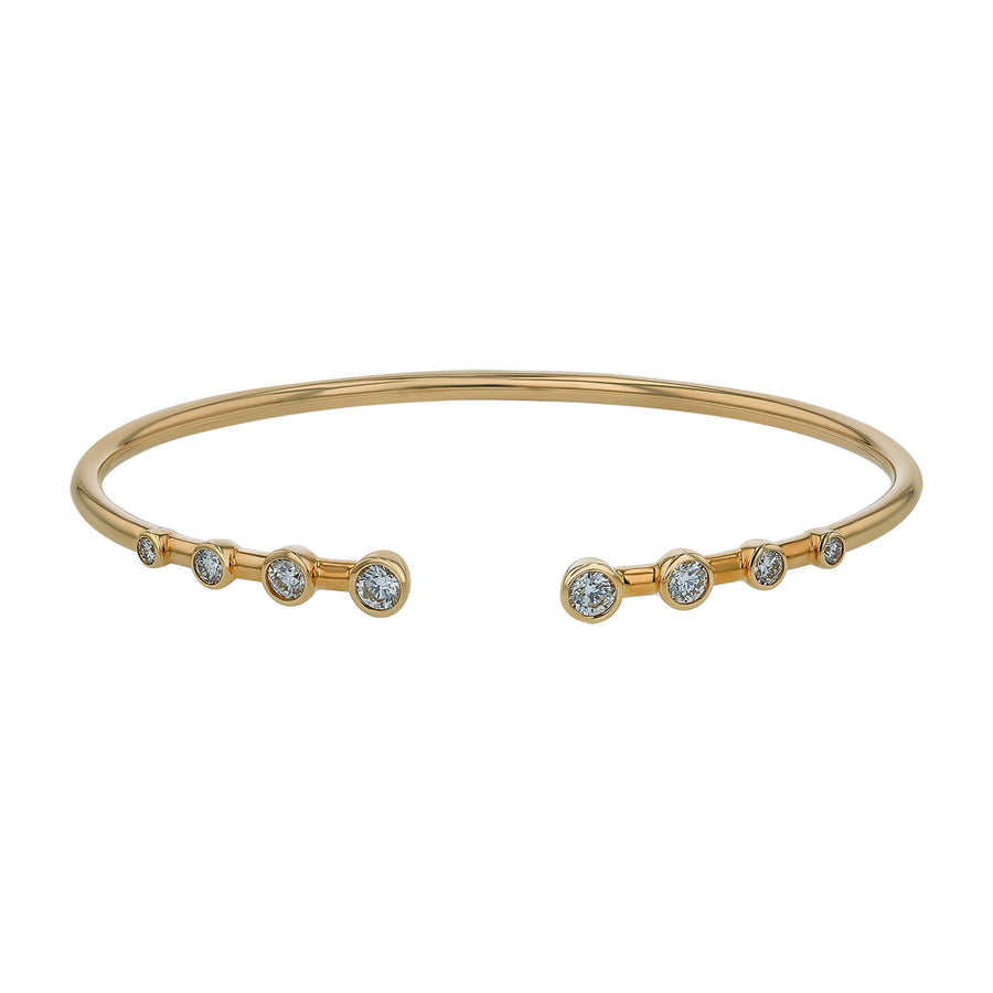 0.90ct Round Diamond Bezel Set Bangle Bracelet in 14K Yellow Gold