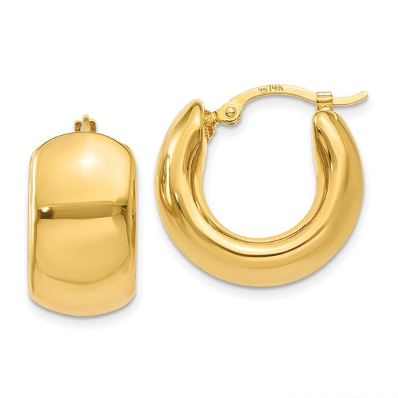 Wide Puffed Hoop Earrings in 14K Yellow Gold