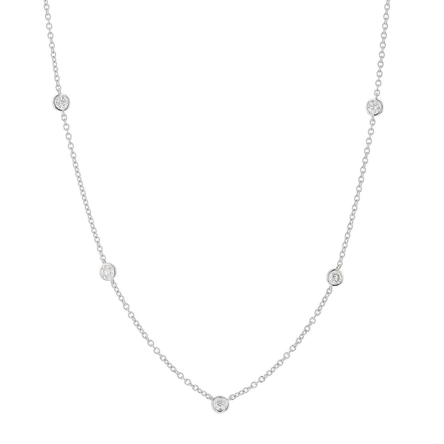 Cascade 0.47-0.54ct Diamond Necklace in 18K White Gold, 18" chain