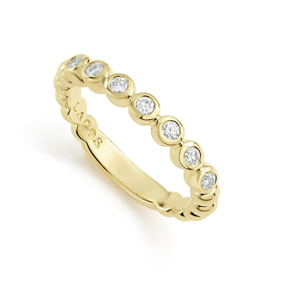 Caviar Gold 0.26ct Diamond Stackable Ring in 18K Yellow Gold, Size 7