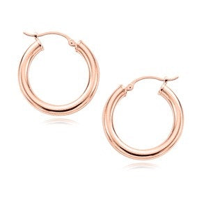 Medium Tube Hoop Earrings in 14K Rose Gold