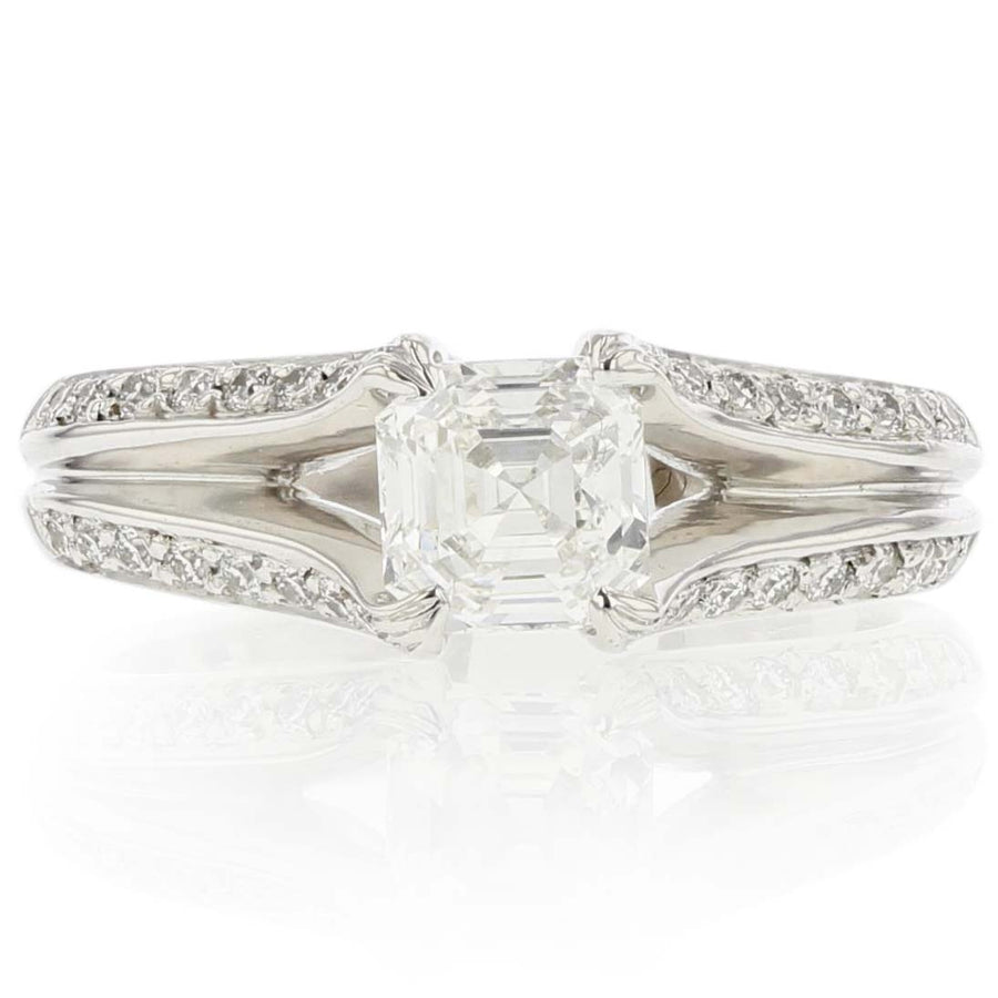 Split Shoulder Diamond Ring in Platinum